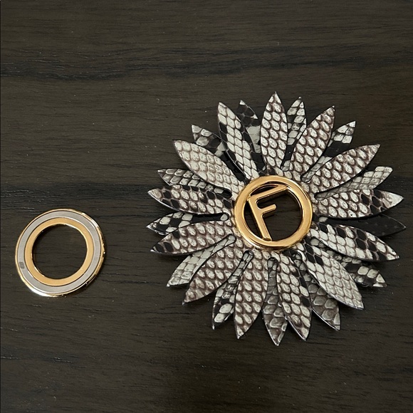 Fendi Python Leather Magnetic Brooch - Picture 6 of 13